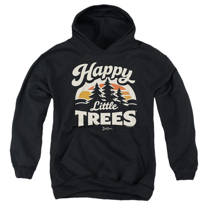 Black - Front - Bob Ross Childrens-Kids Happy Little Trees Hoodie