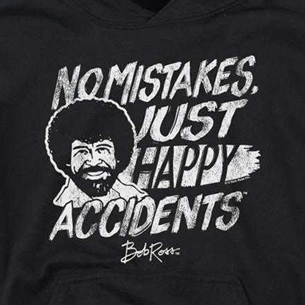 Black - Side - Bob Ross Childrens-Kids Happy Accidents Hoodie