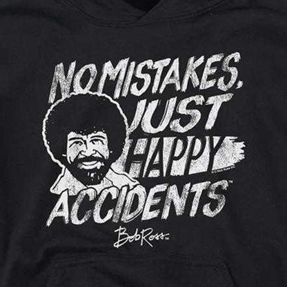 Black - Side - Bob Ross Childrens-Kids Happy Accidents Hoodie