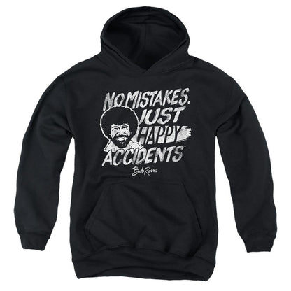 Black - Front - Bob Ross Childrens-Kids Happy Accidents Hoodie