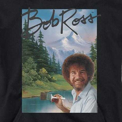 Black - Side - Bob Ross Childrens-Kids Mountain Painter Hoodie
