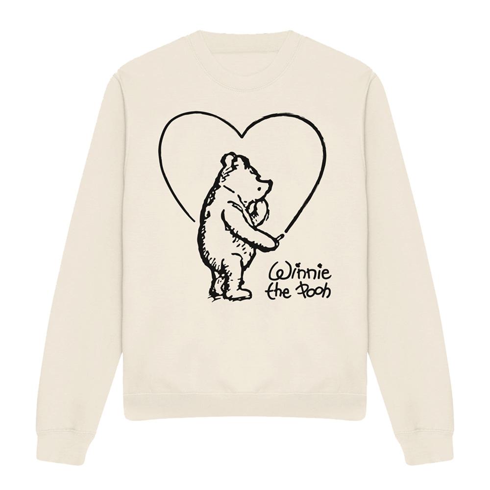Natural - Front - Winnie the Pooh Unisex Adult Classic Heart Sweatshirt