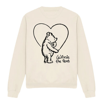 Natural - Front - Winnie the Pooh Unisex Adult Classic Heart Sweatshirt