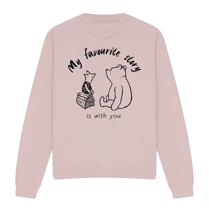 Pink - Front - Winnie the Pooh Unisex Adult My Favourite Story Is With You Piglet Sweatshirt