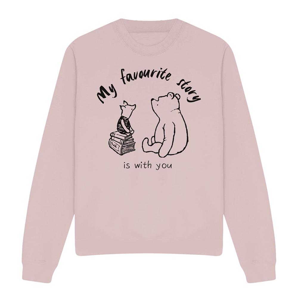 Pink - Front - Winnie the Pooh Unisex Adult My Favourite Story Is With You Piglet Sweatshirt