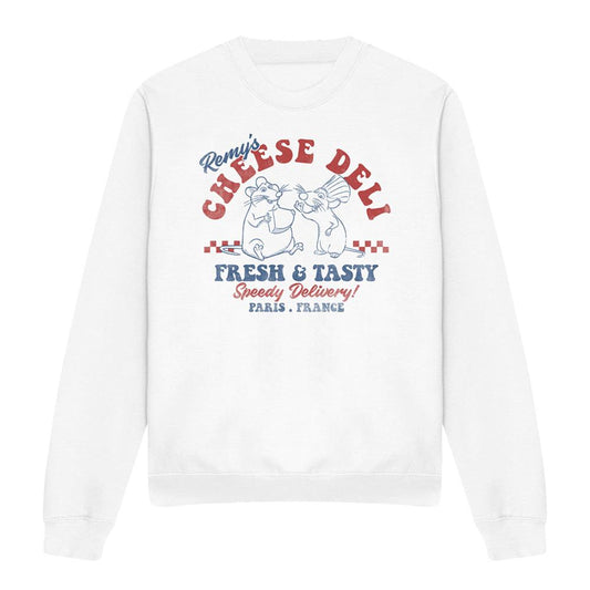 White - Front - Ratatouille Unisex Adult Remy´s Cheese Deli Sweatshirt
