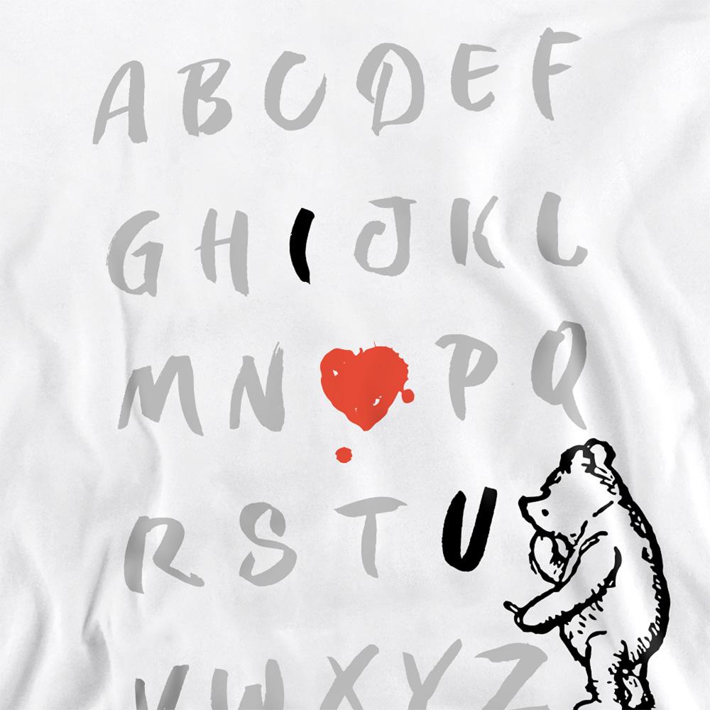 White - Side - Winnie the Pooh Unisex Adult Classic Alphabet Sweatshirt