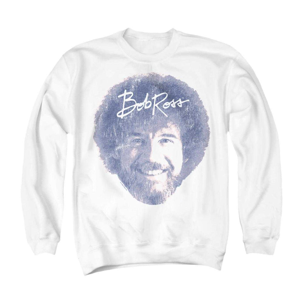 White - Front - Bob Ross Unisex Adult Face Sweatshirt