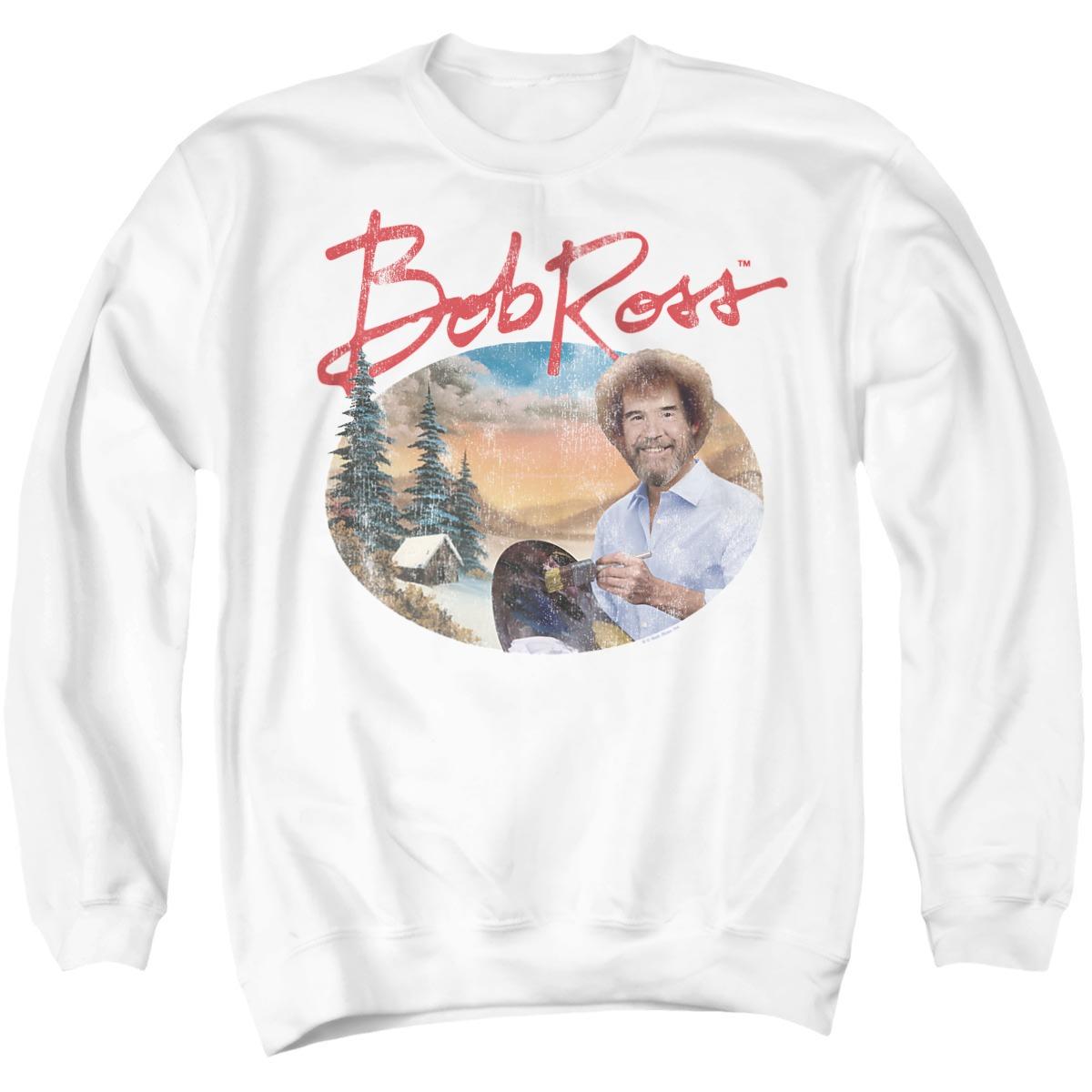 White - Front - Bob Ross Unisex Adult A Warm Winter Sweatshirt