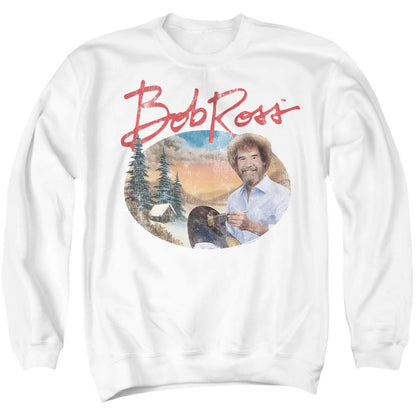 White - Front - Bob Ross Unisex Adult A Warm Winter Sweatshirt