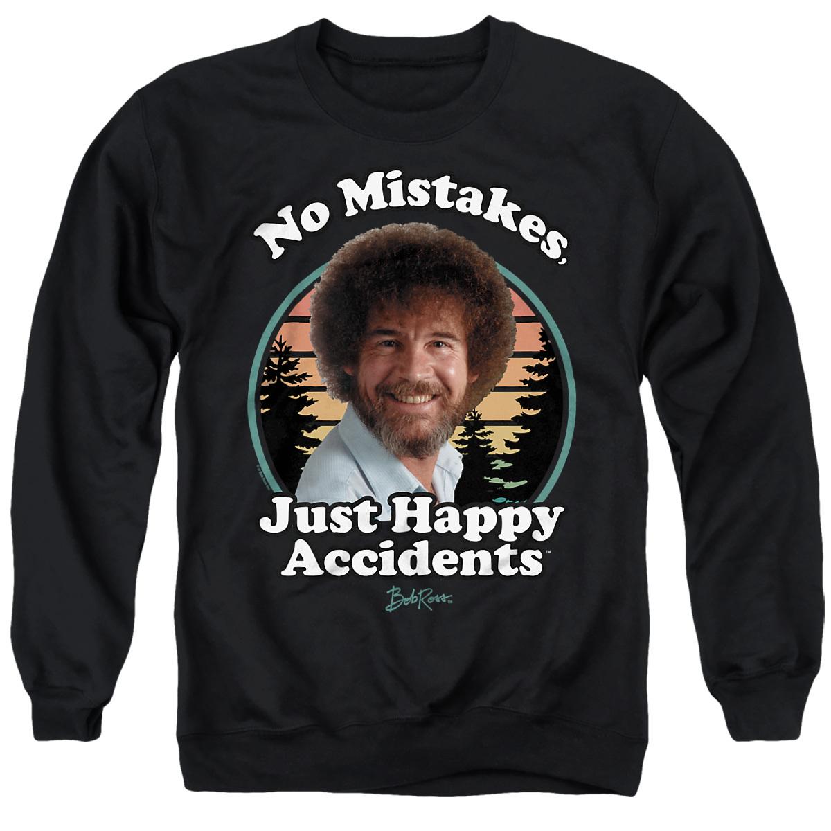 Black - Front - Bob Ross Unisex Adult Just Happy Accidents Retro Sweatshirt