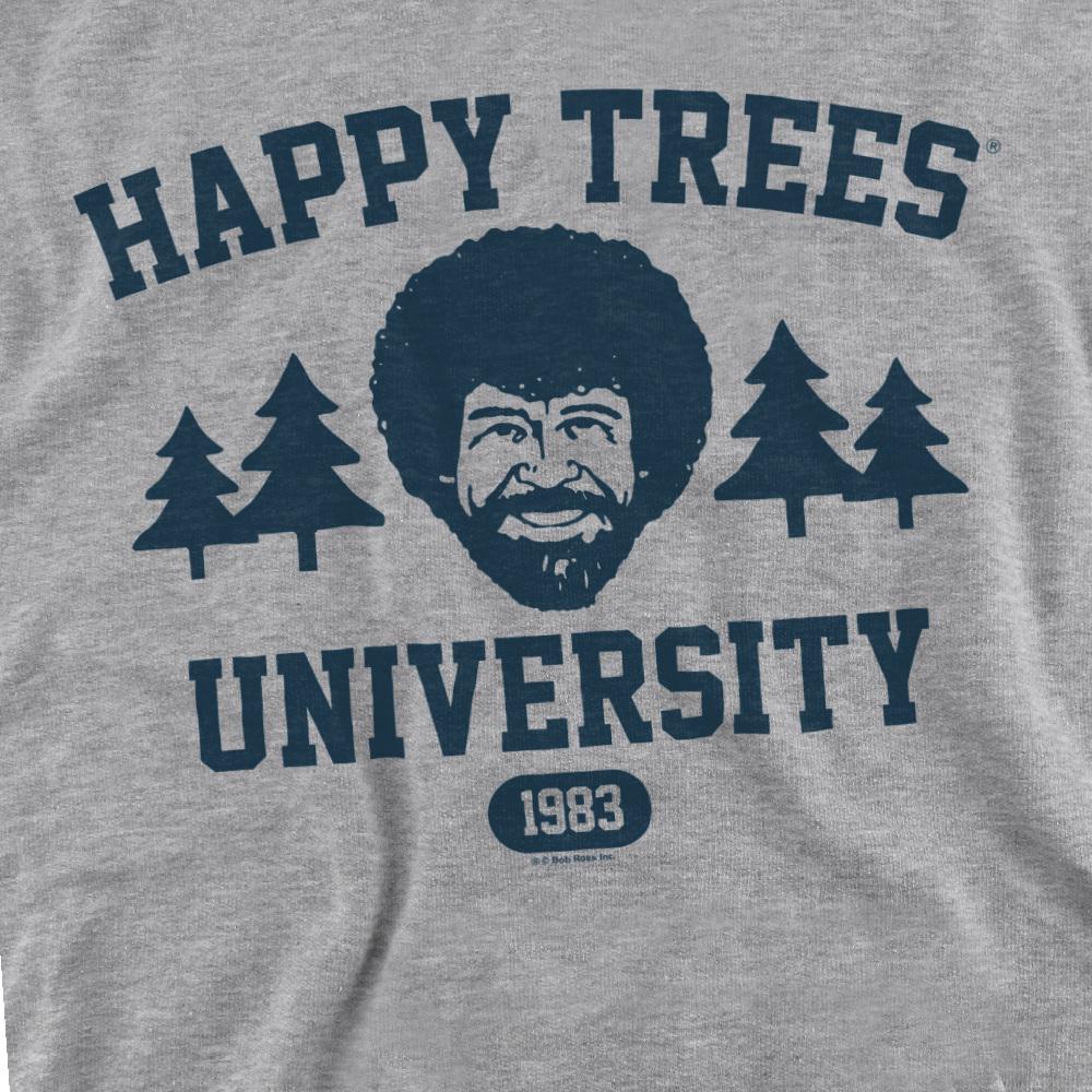 Athletic Heather - Side - Bob Ross Unisex Adult Happy Trees University Sweatshirt