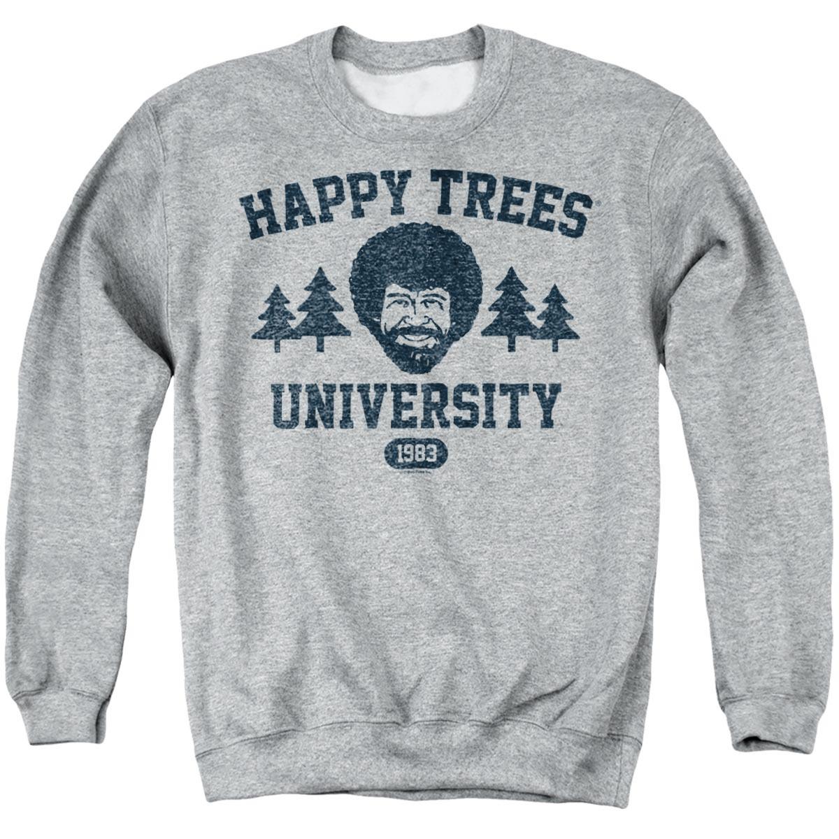 Athletic Heather - Front - Bob Ross Unisex Adult Happy Trees University Sweatshirt