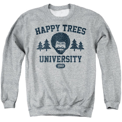 Athletic Heather - Front - Bob Ross Unisex Adult Happy Trees University Sweatshirt