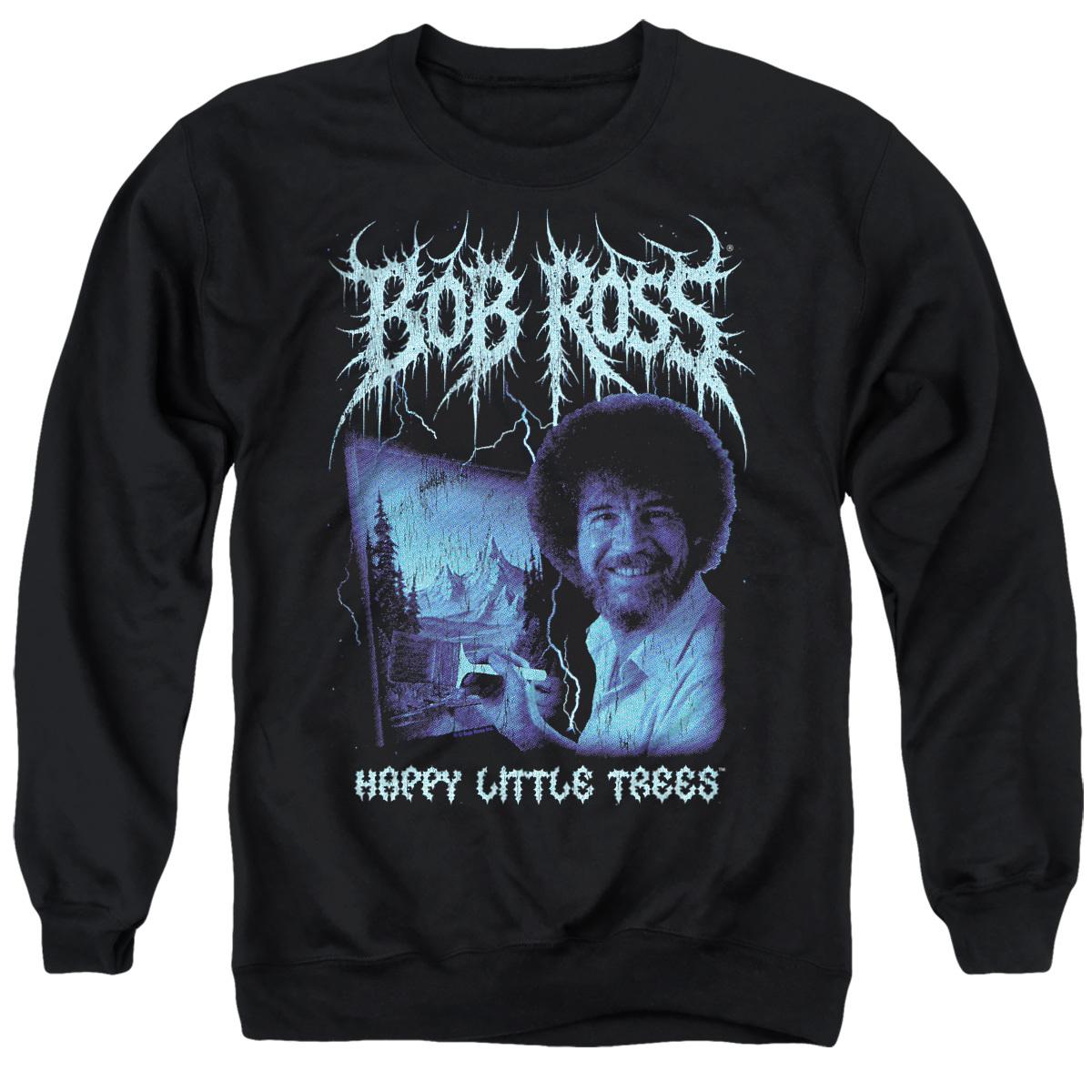 Black - Front - Bob Ross Unisex Adult Happy Little Trees Metal Sweatshirt