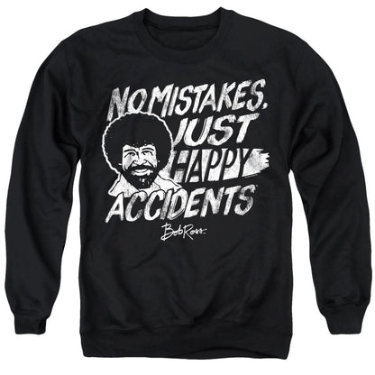 Black - Front - Bob Ross Unisex Adult Happy Accidents Sweatshirt
