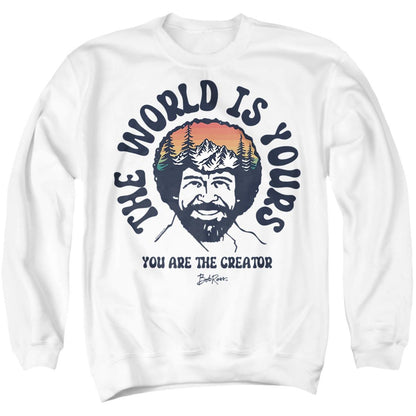 White - Front - Bob Ross Unisex Adult The World Is Yours Sweatshirt