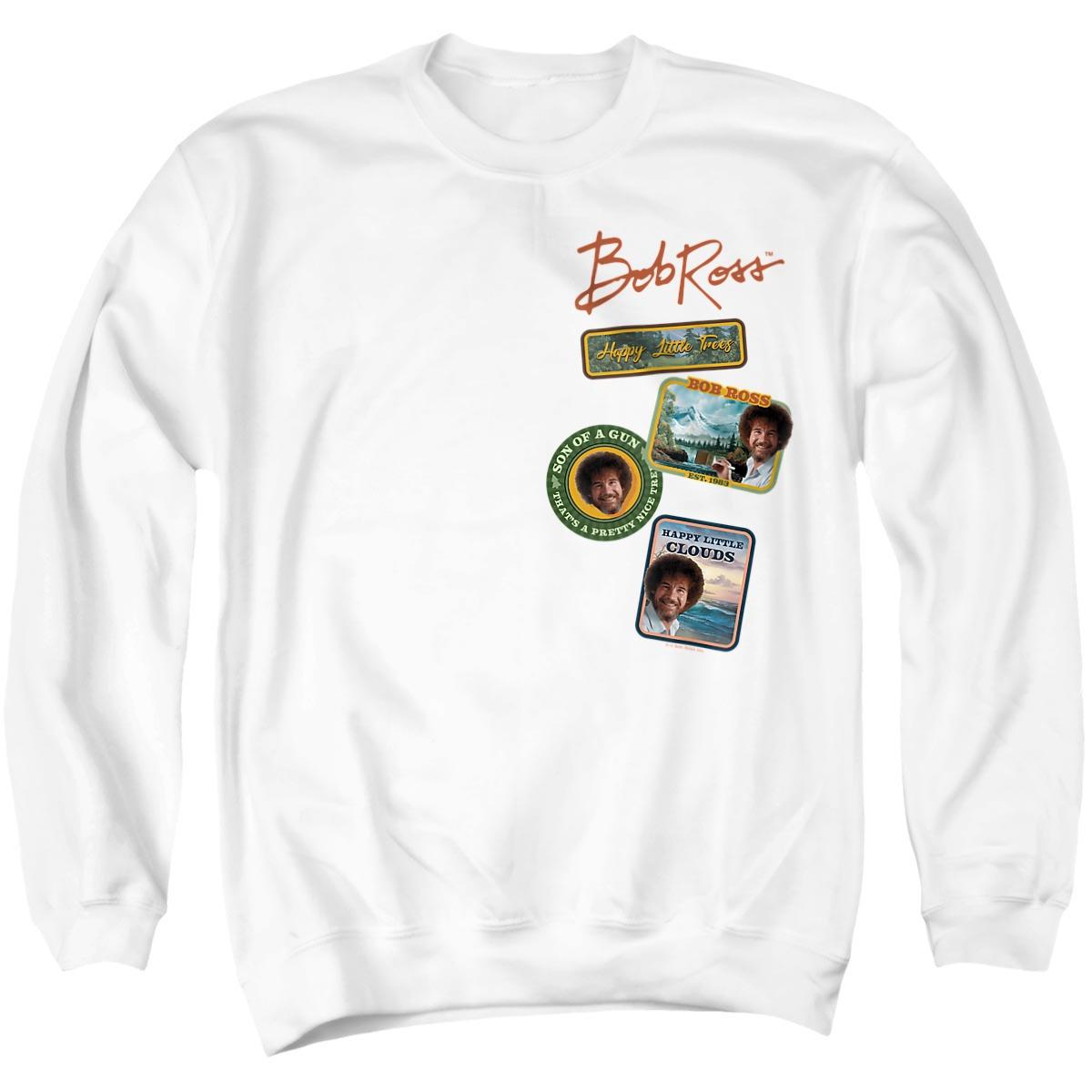 White - Front - Bob Ross Unisex Adult Badge Sweatshirt