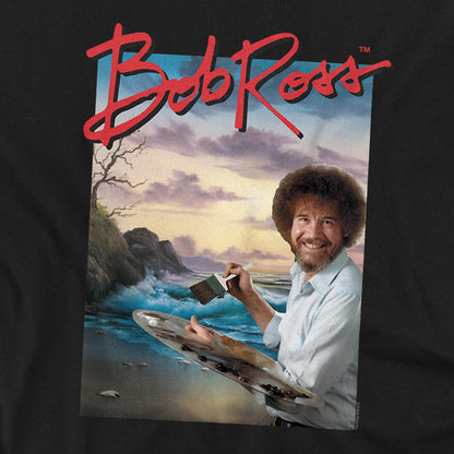 Black - Side - Bob Ross Unisex Adult Ocean Painter Sweatshirt
