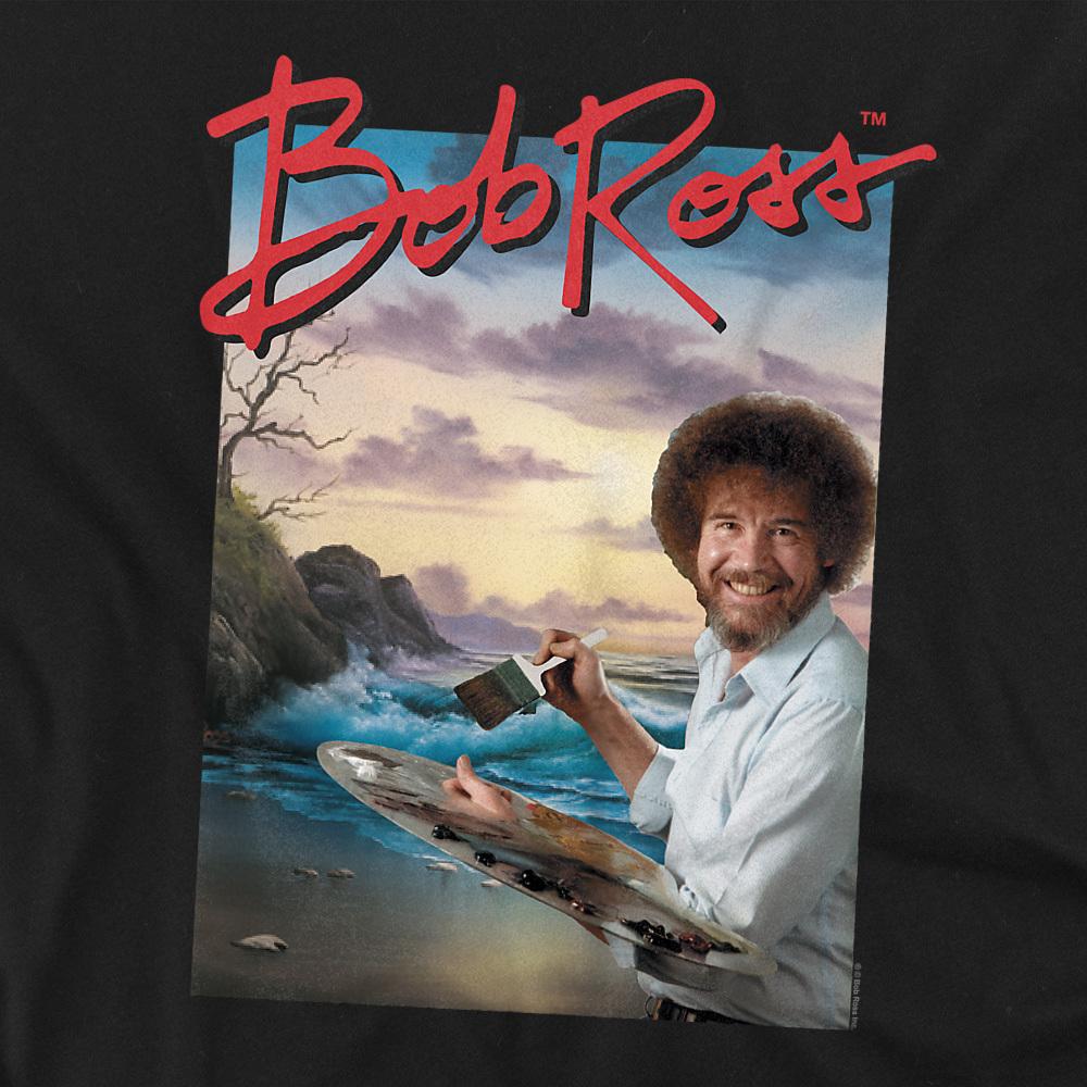 Black - Side - Bob Ross Unisex Adult Ocean Painter Sweatshirt