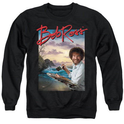 Black - Front - Bob Ross Unisex Adult Ocean Painter Sweatshirt