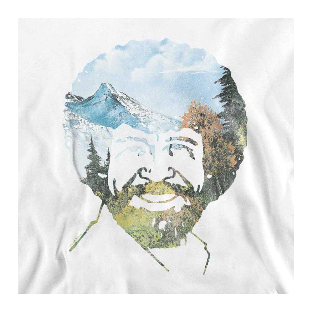 White - Side - Bob Ross Unisex Adult Valley Hair Sweatshirt