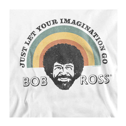 White - Side - Bob Ross Unisex Adult Just Let Your Imagination Go Rainbow Sweatshirt