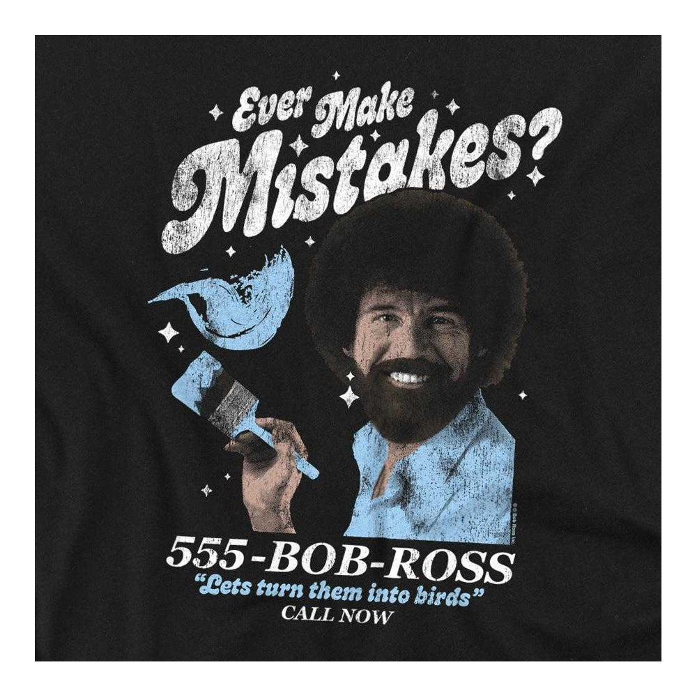 Black - Side - Bob Ross Unisex Adult Ever Make Mistakes? Sweatshirt