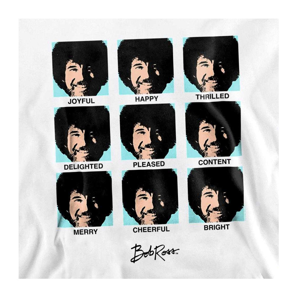 White - Side - Bob Ross Unisex Adult Many Faces Pop Art Sweatshirt