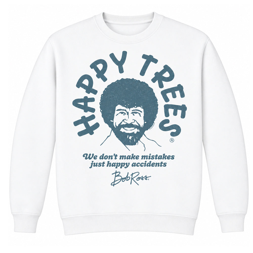 White - Front - Bob Ross Unisex Adult We Don´t Make Mistakes Sweatshirt