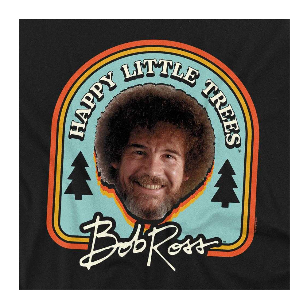 Black - Side - Bob Ross Unisex Adult Happy Little Trees Badge Sweatshirt