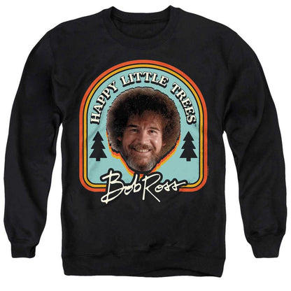 Black - Front - Bob Ross Unisex Adult Happy Little Trees Badge Sweatshirt