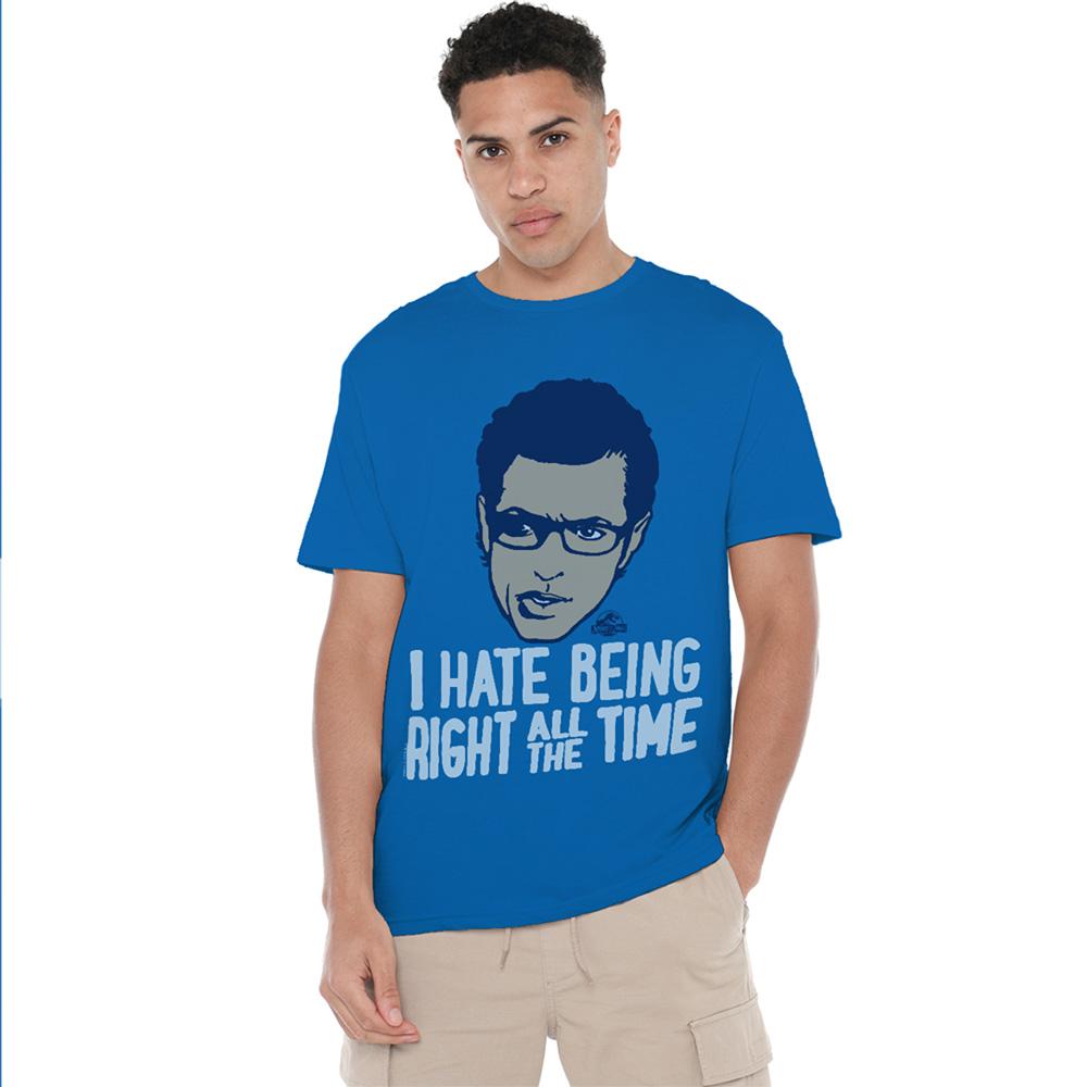 Royal Blue - Lifestyle - Jurassic Park Unisex Adult I Hate Being Right All The Time Ian Malcolm T-Shirt