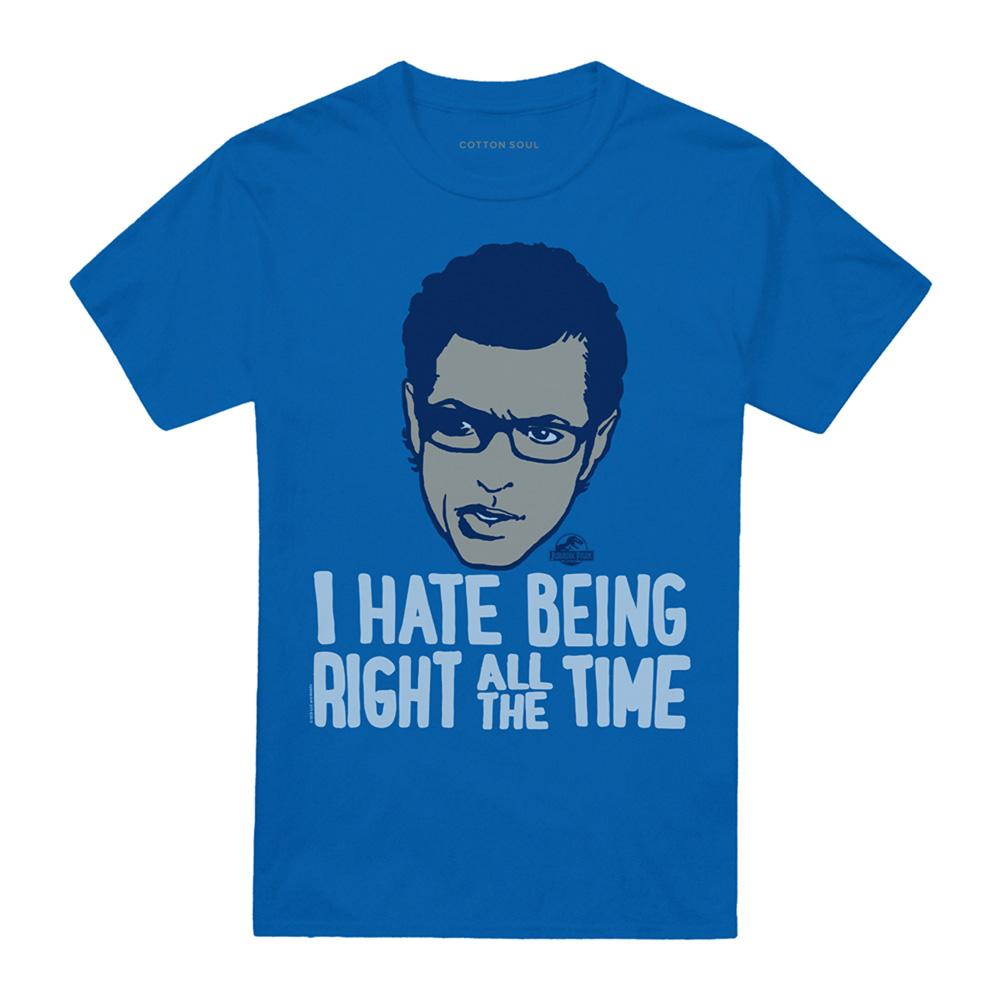 Royal Blue - Front - Jurassic Park Unisex Adult I Hate Being Right All The Time Ian Malcolm T-Shirt