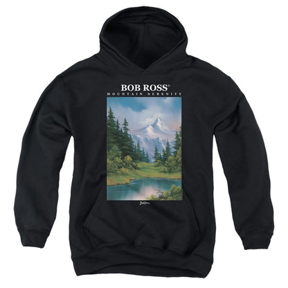 Black - Front - Bob Ross Childrens-Kids Mountain Serenity Pullover Hoodie
