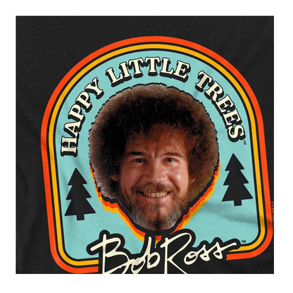 Black - Side - Bob Ross Womens-Ladies Happy Little Trees Badge Regular T-Shirt