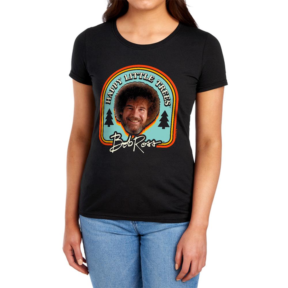 Black - Lifestyle - Bob Ross Womens-Ladies Happy Little Trees Badge Fitted T-Shirt
