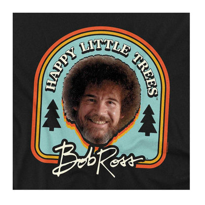 Black - Side - Bob Ross Unisex Adult Happy Little Trees Badge Long-Sleeved T-Shirt