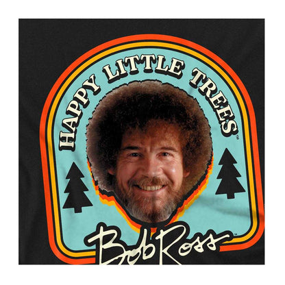 Black - Side - Bob Ross Unisex Adult Happy Little Trees Badge T-Shirt
