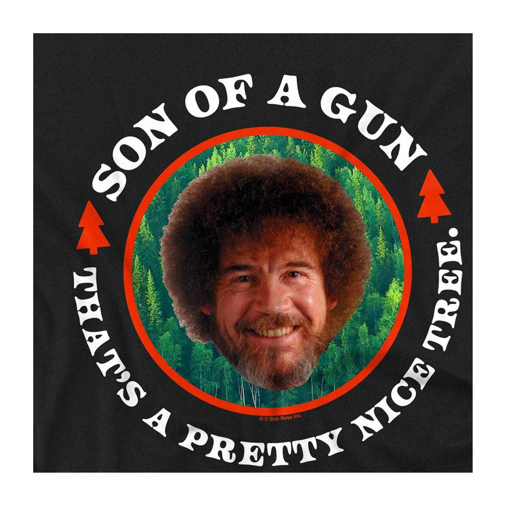 Black - Side - Bob Ross Womens-Ladies Son Of A Gun Regular T-Shirt