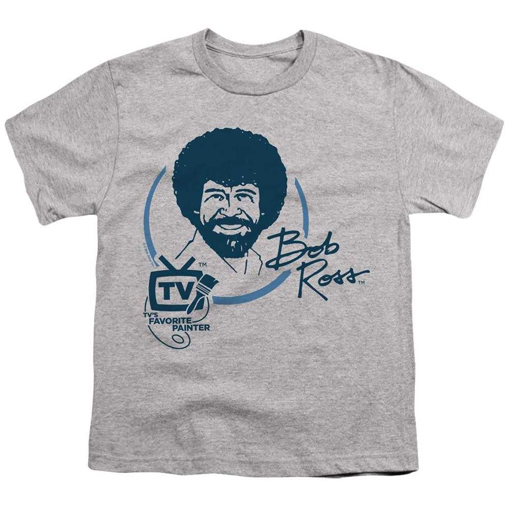 Athletic Heather - Front - Bob Ross Childrens-Kids TV´s Favourite Painter T-Shirt
