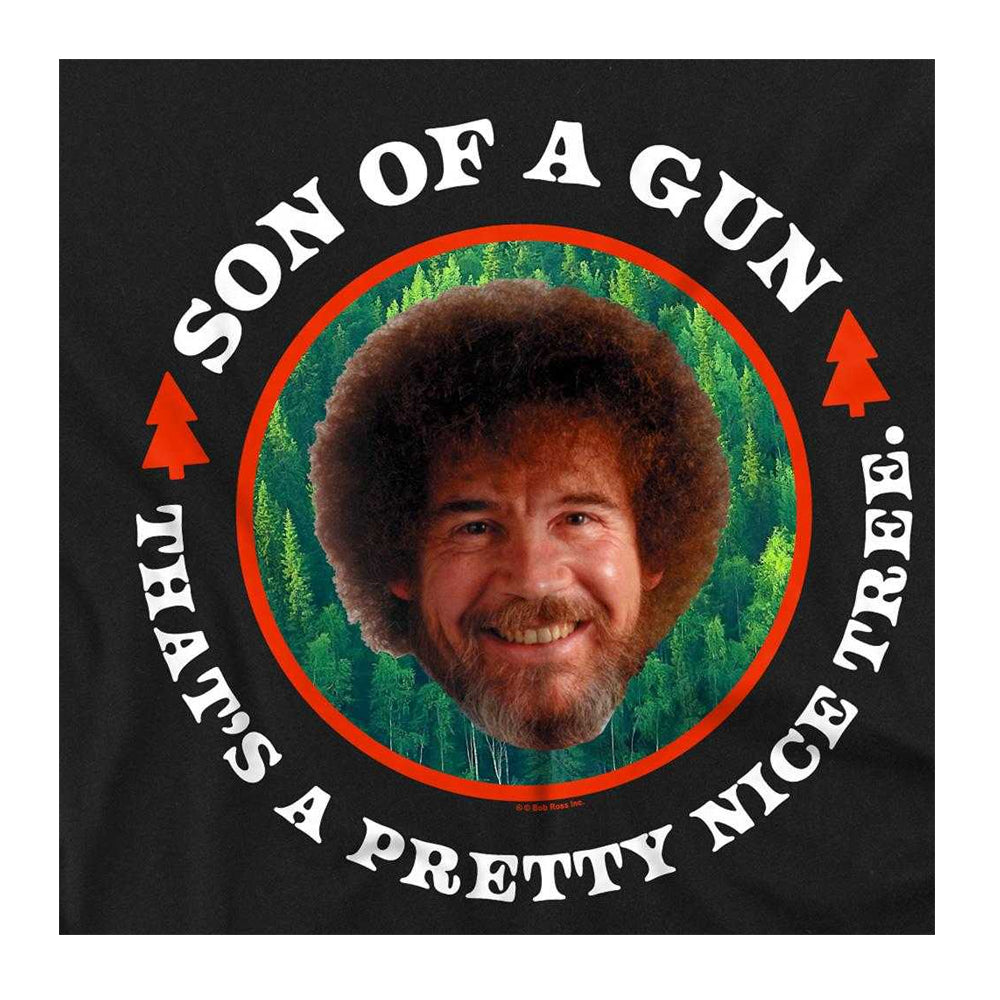 Black - Side - Bob Ross Childrens-Kids Son Of A Gun T-Shirt