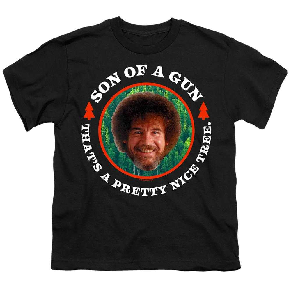 Black - Front - Bob Ross Childrens-Kids Son Of A Gun T-Shirt