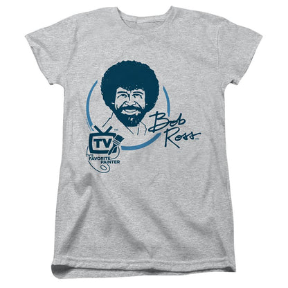 Athletic Heather - Front - Bob Ross Womens-Ladies TV´s Favourite Painter T-Shirt