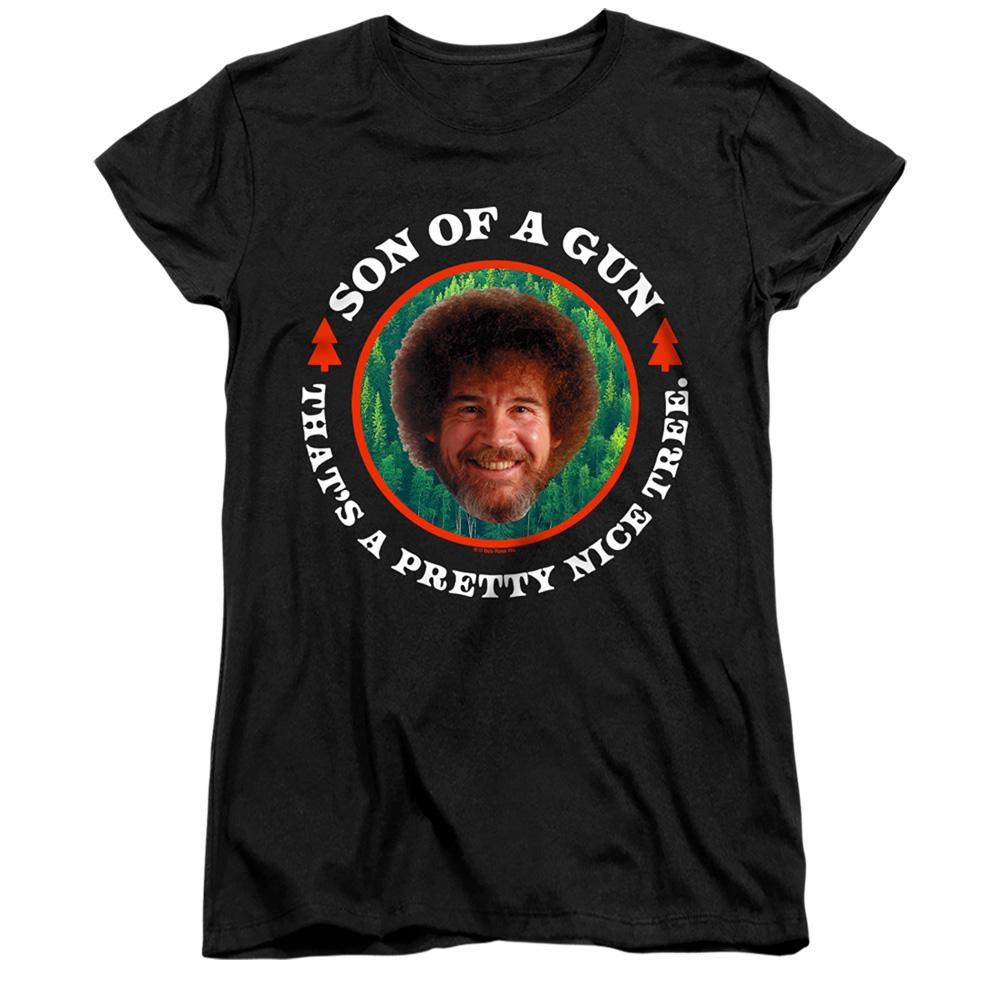 Black - Front - Bob Ross Womens-Ladies Son Of A Gun Fitted T-Shirt