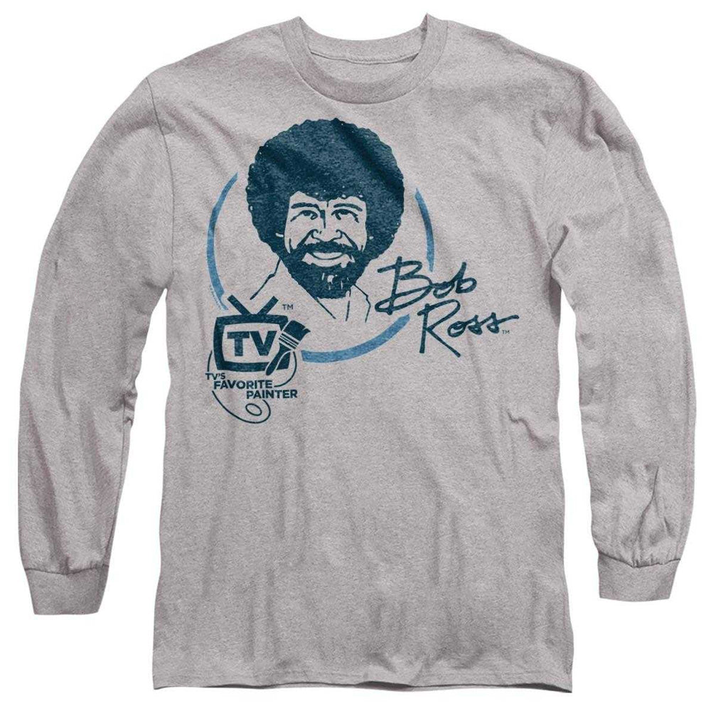 Athletic Heather - Front - Bob Ross Unisex Adult TV´s Favourite Painter Long-Sleeved T-Shirt