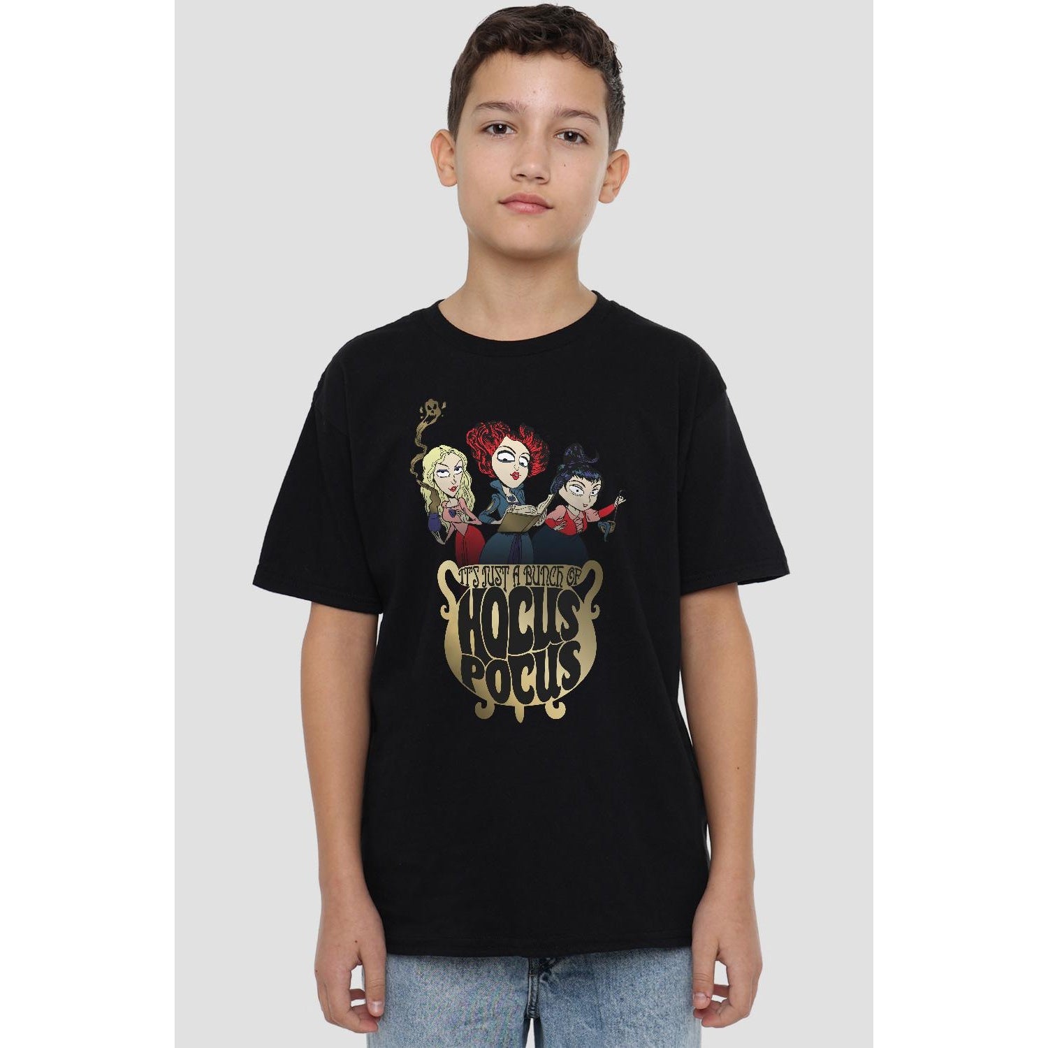 Black - Back - Hocus Pocus Childrens-Kids Cooking Up A Potion Sanderson Sisters T-Shirt