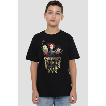 Black - Back - Hocus Pocus Childrens-Kids Cooking Up A Potion Sanderson Sisters T-Shirt