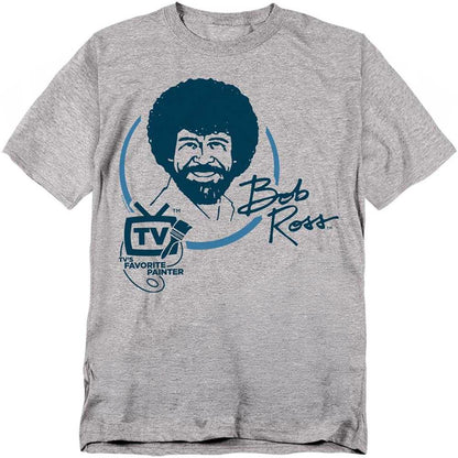 Athletic Heather - Front - Bob Ross Unisex Adult TV´s Favourite Painter T-Shirt