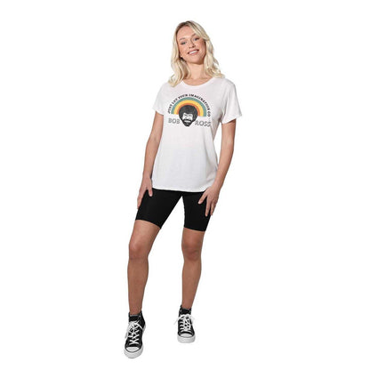 White - Lifestyle - Bob Ross Womens-Ladies Just Let Your Imagination Go Rainbow Regular T-Shirt